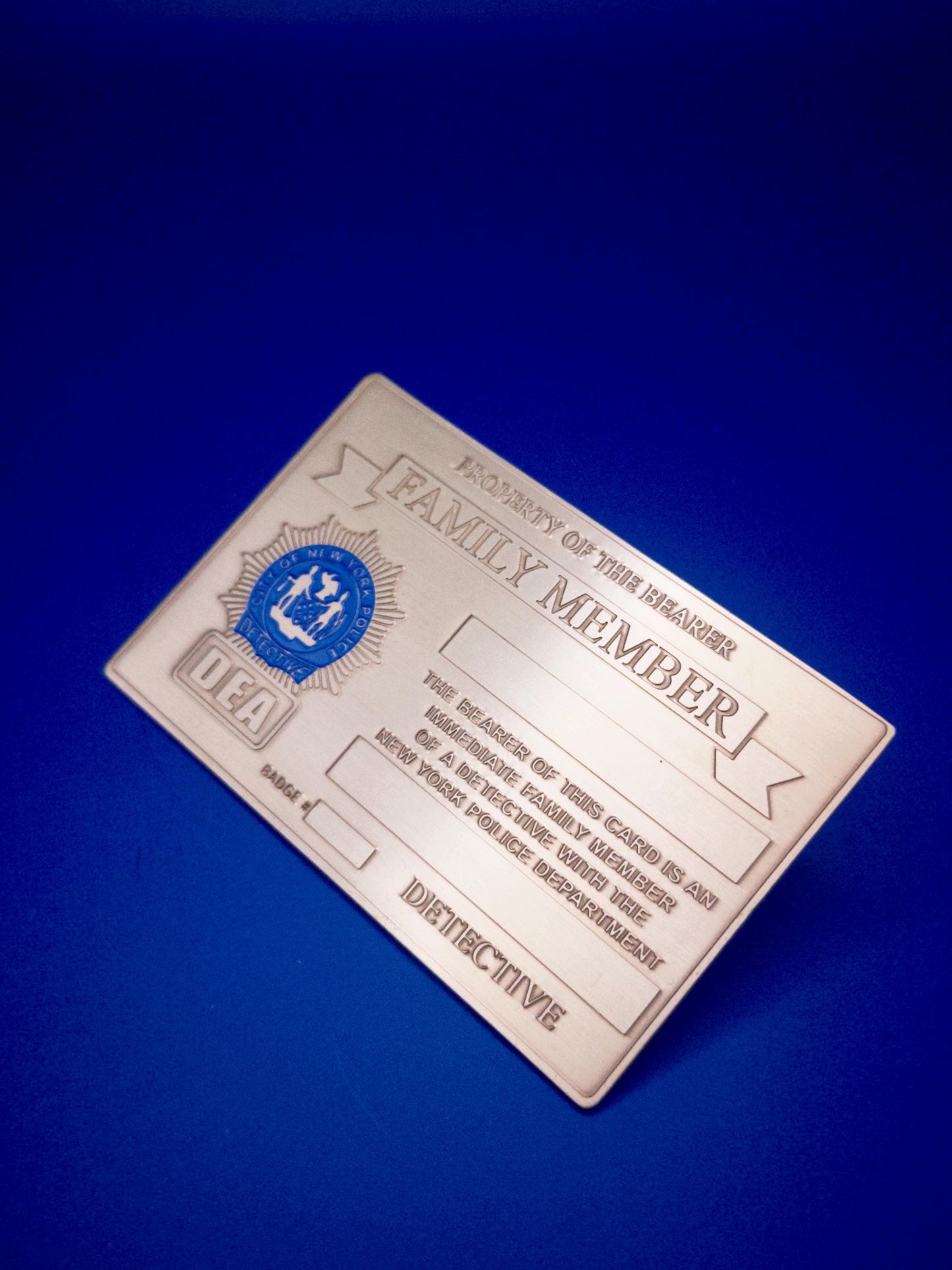 1 lifetime New Gold Metal DEA card for Detective officer’s family members and sticker under glass