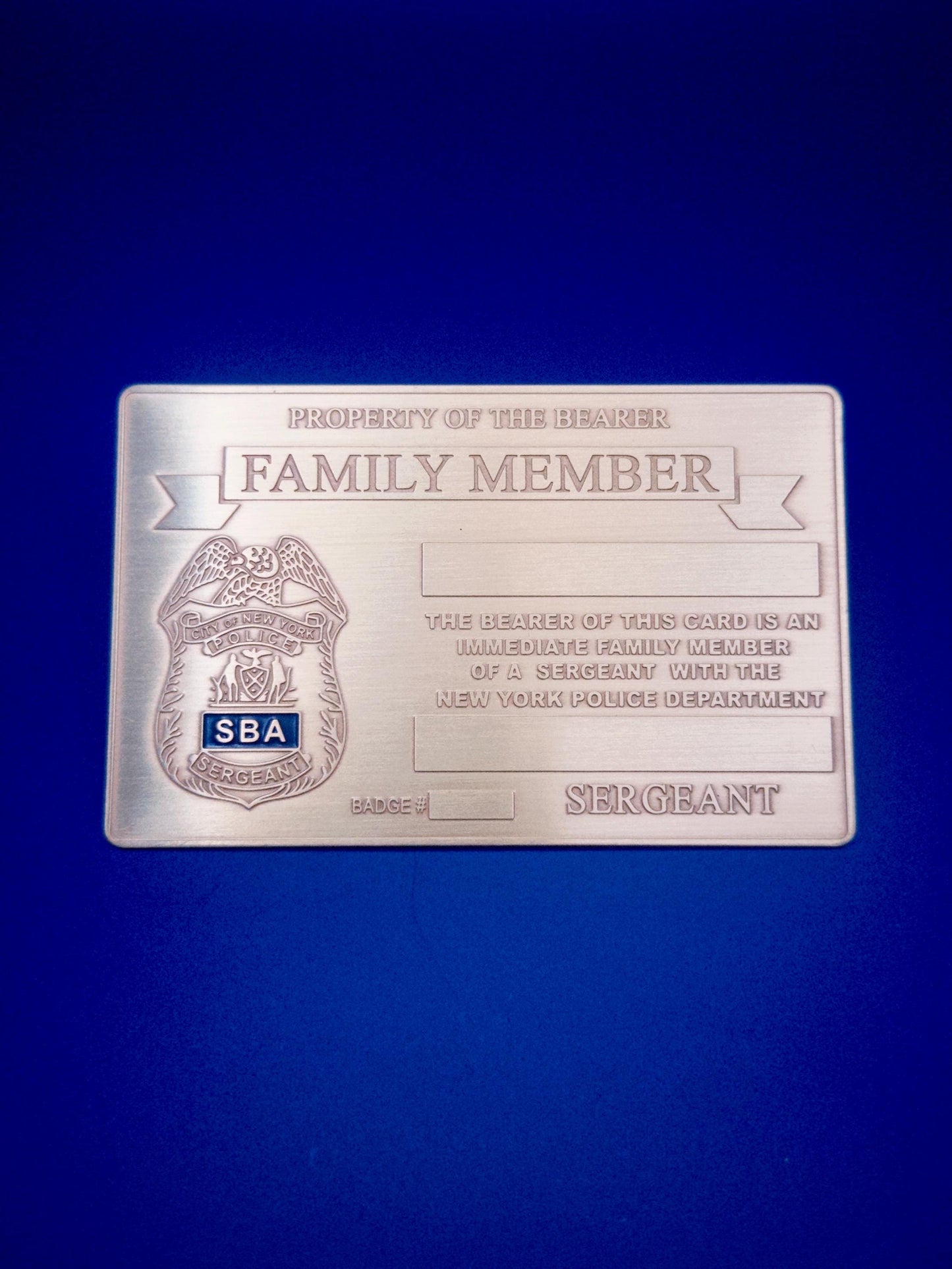 NYPD Sergeant SBA Family Member Badge Set