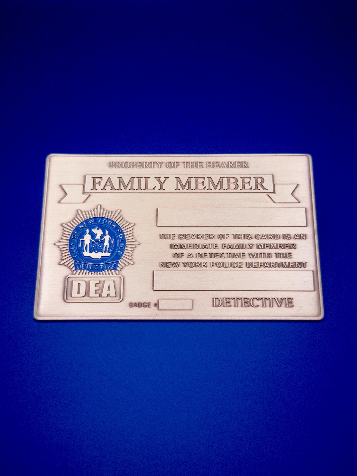 1 lifetime New Gold Metal DEA card for Detective officer’s family members and sticker under glass