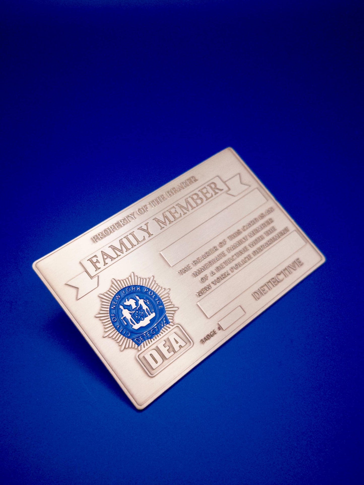 1 lifetime New Gold Metal DEA card for Detective officer’s family members and sticker under glass