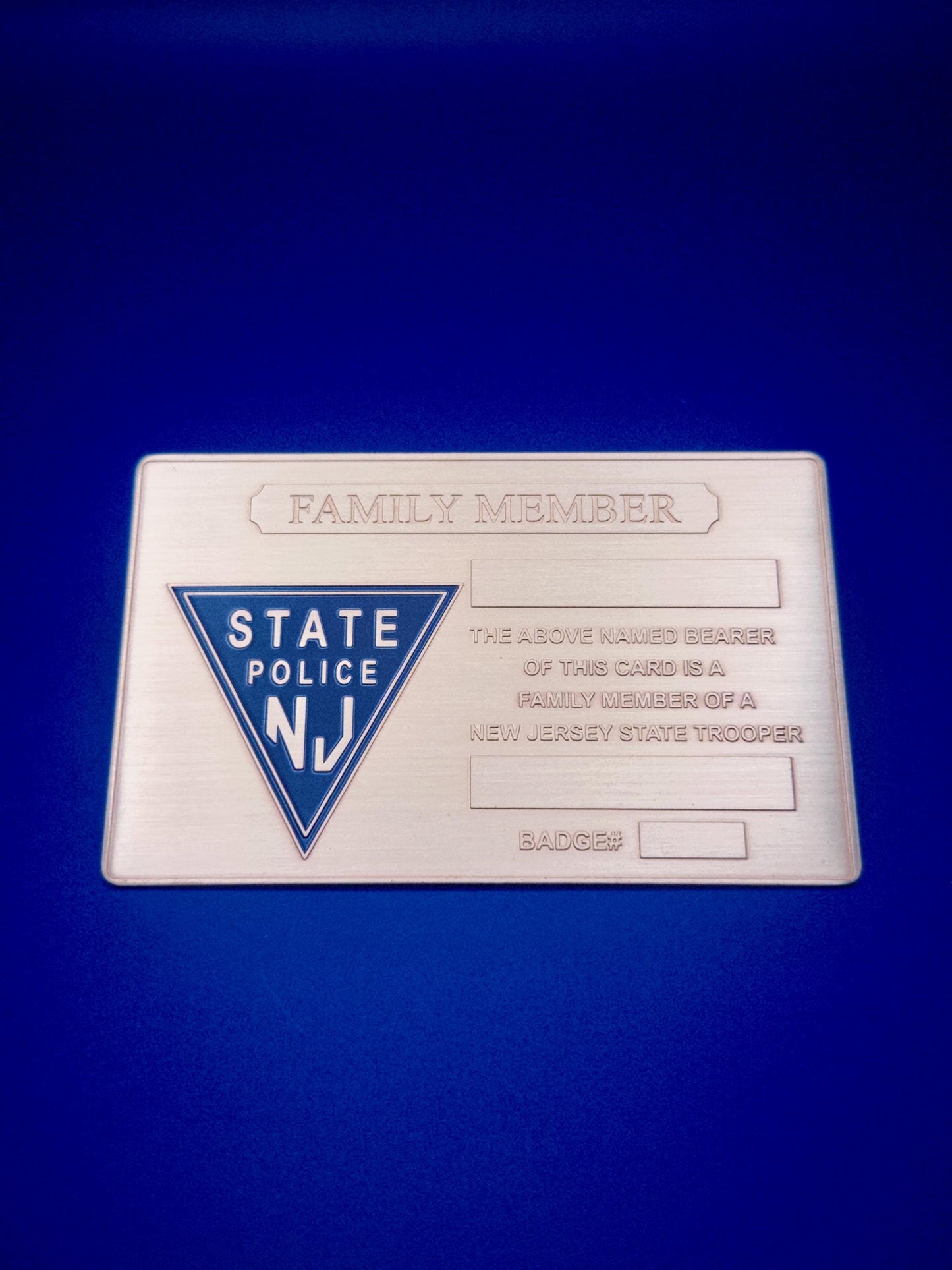 Windshield badge NJ state Police family member