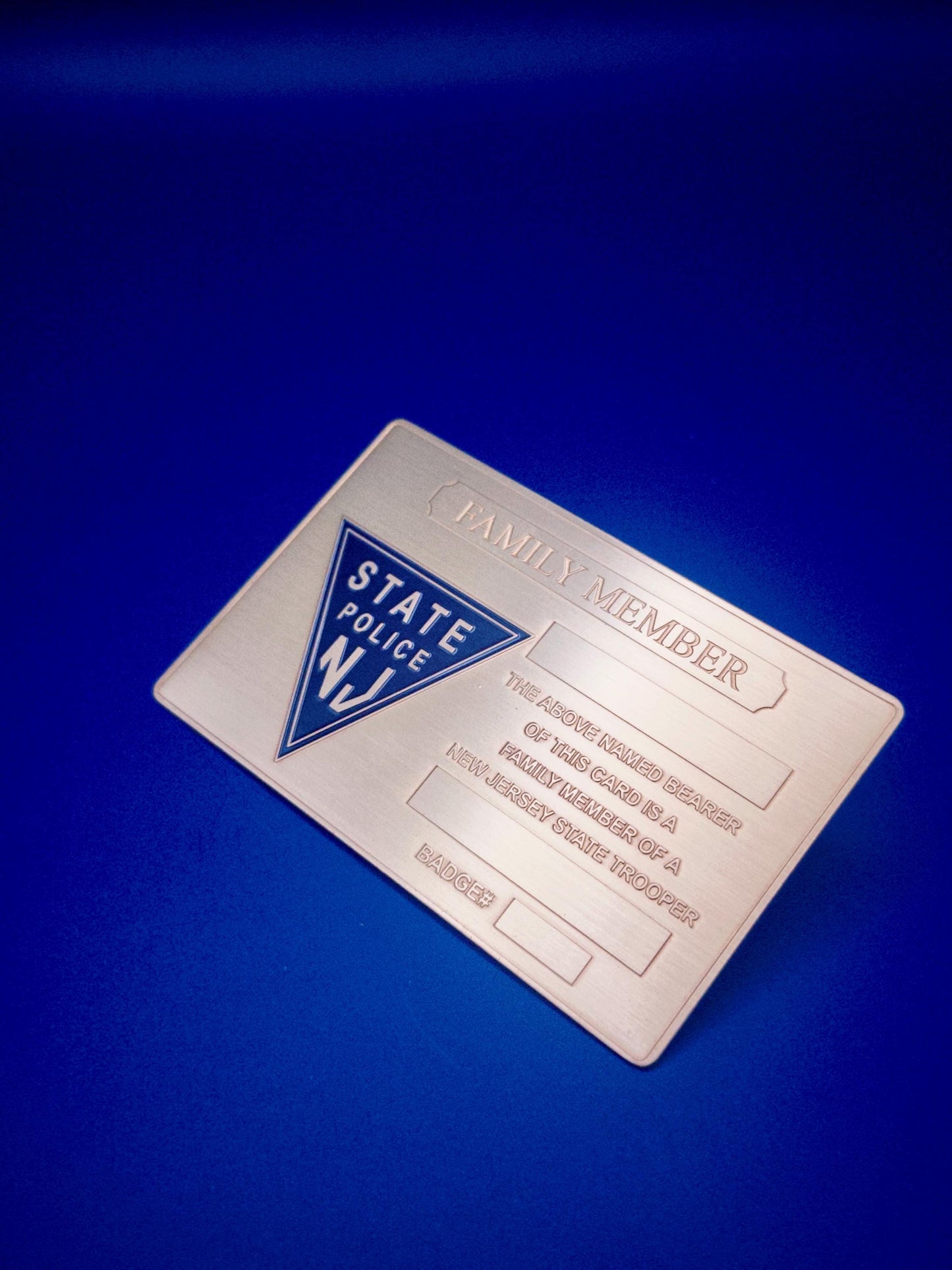 1 lifetime New Gold Metal card for officer’s family members NJ and sticker under glass