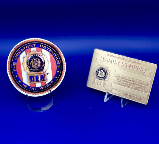 1 lifetime New Gold Metal DEA card for Detective officer’s family members and sticker under glass