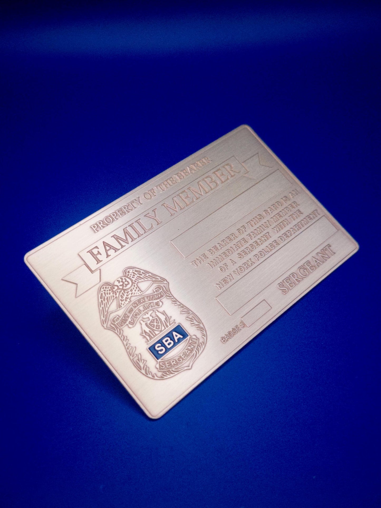 1 lifetime New Gold Metal card for SBA officer’s family members