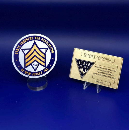 1 lifetime New Gold Metal card for officer’s family members NJ and sticker under glass